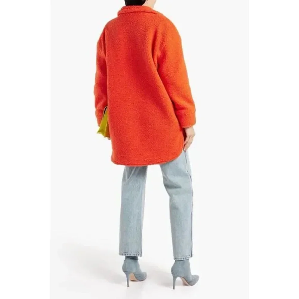 Muubaa NWT Faux Shearling Coat in Coral Orange Size 6 (UK 10) $367 - Picture 3 of 9
